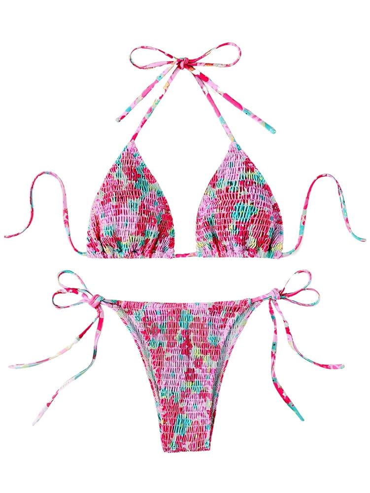 ビキニ s/e/o : 25SS / SMOCKED DOT TRIANGLE BIKINI SET (2COLORS) Smocked Triangle String Bikini Set In ORANGE | ZAFUL 2025
